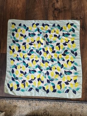Lemon-Print Yellow & Navy Accents Scarf